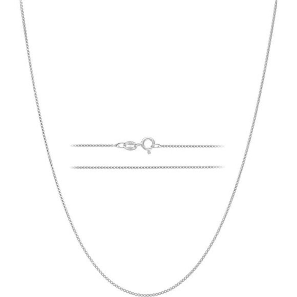 925 Solid Sterling Silver 1mm Dainty Thin Box Chain Necklace for Women, Italian